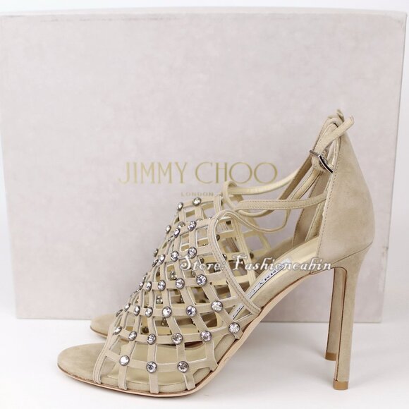 NEW JIMMY CHOO Crystal Caged Heeled - Glam Sandals for Wedding & Events - Picture 2 of 16